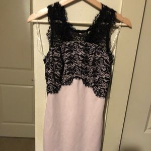 Blush Pink with Black Lace Body Con Dress!!